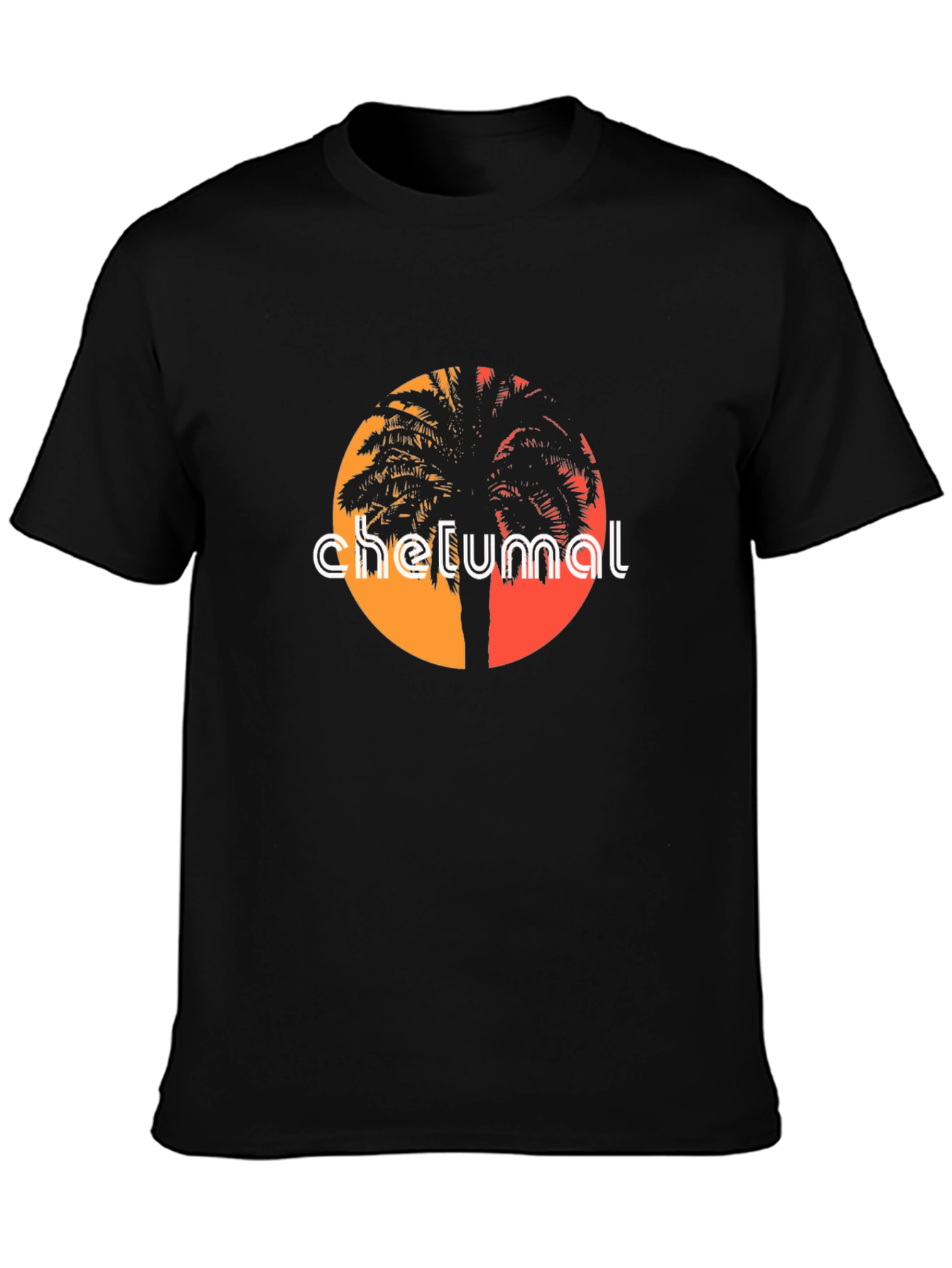 Chelumal Palm Sunset Black T-Shirt