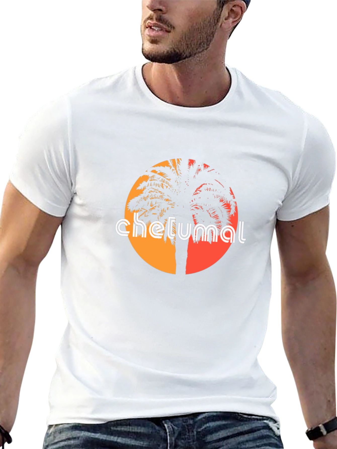 Chelumal Palm Sunset Black T-Shirt