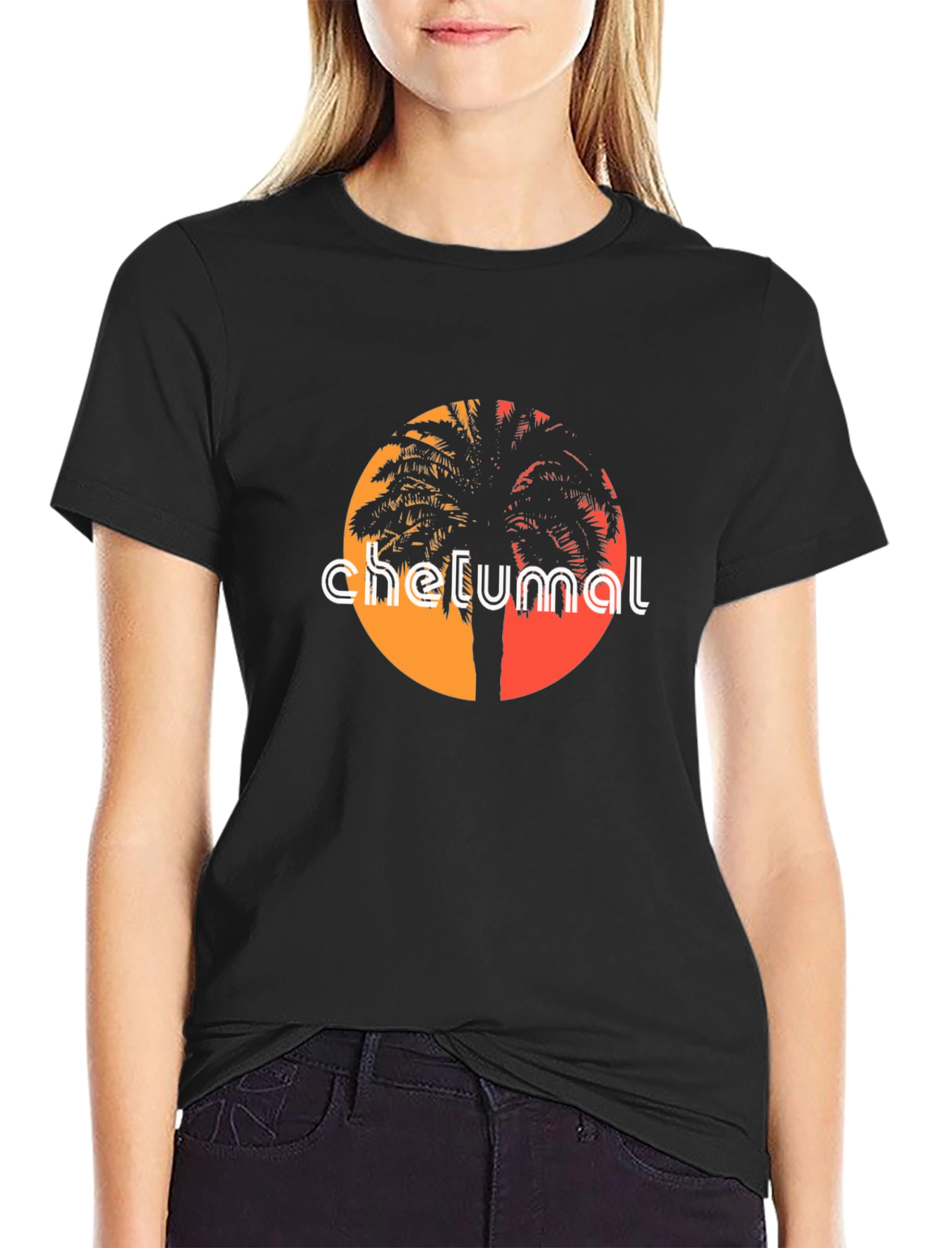 Chelumal Palm Sunset Black T-Shirt