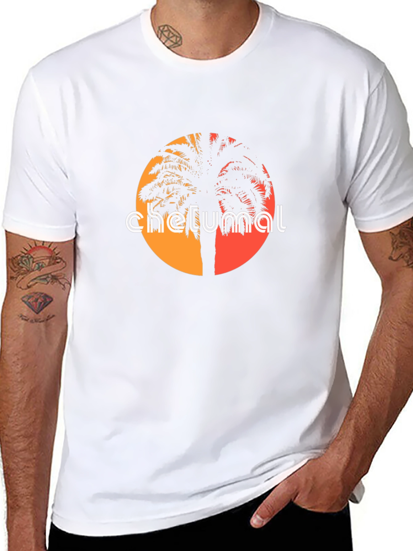Chelumal Palm Sunset Black T-Shirt