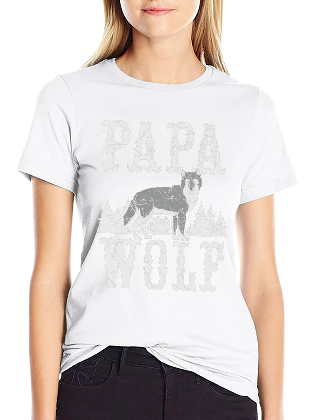 Papa Wolf Graphic Tee - Cool Animal Lover Shirt