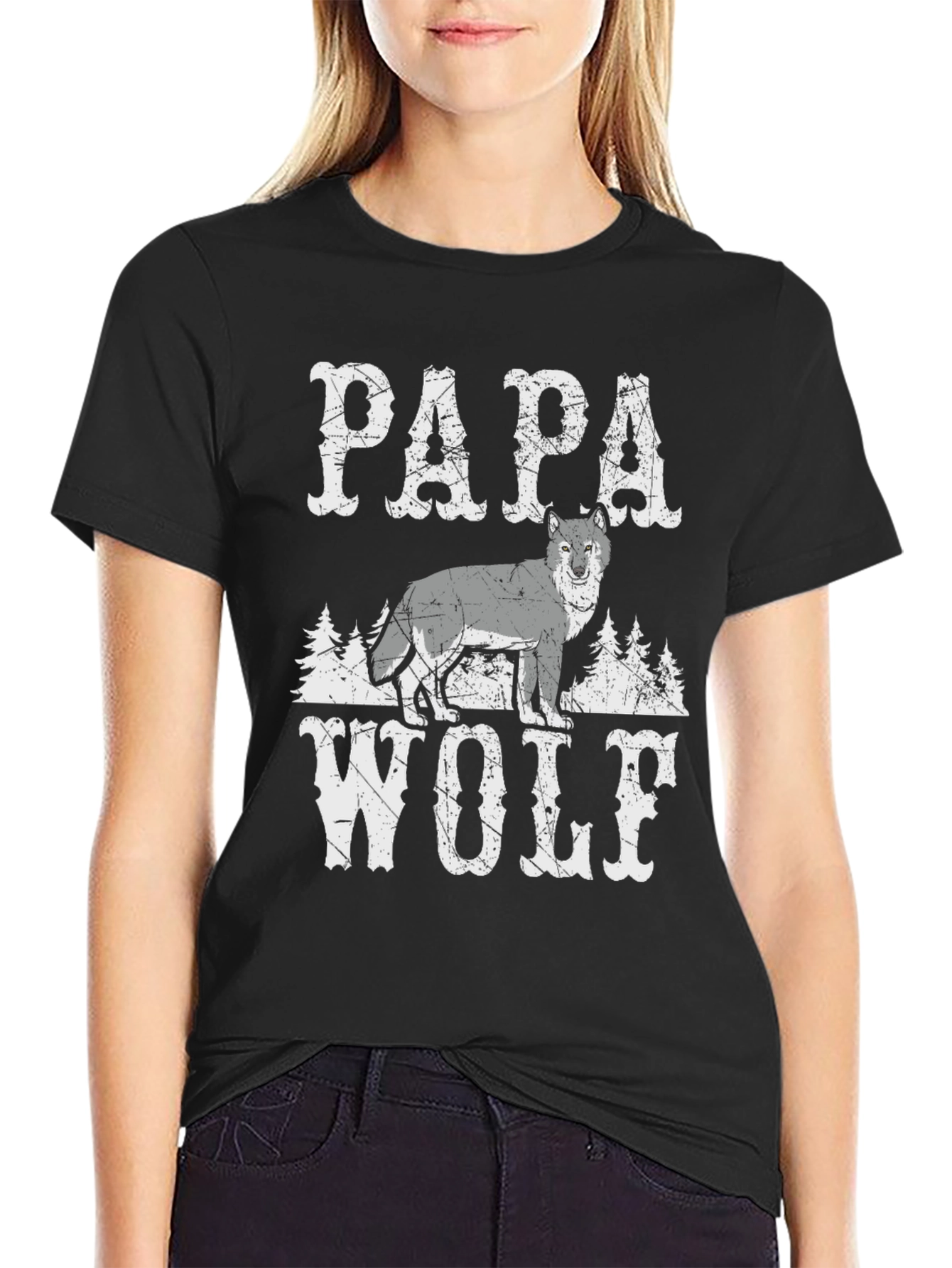Papa Wolf Graphic Tee - Cool Animal Lover Shirt
