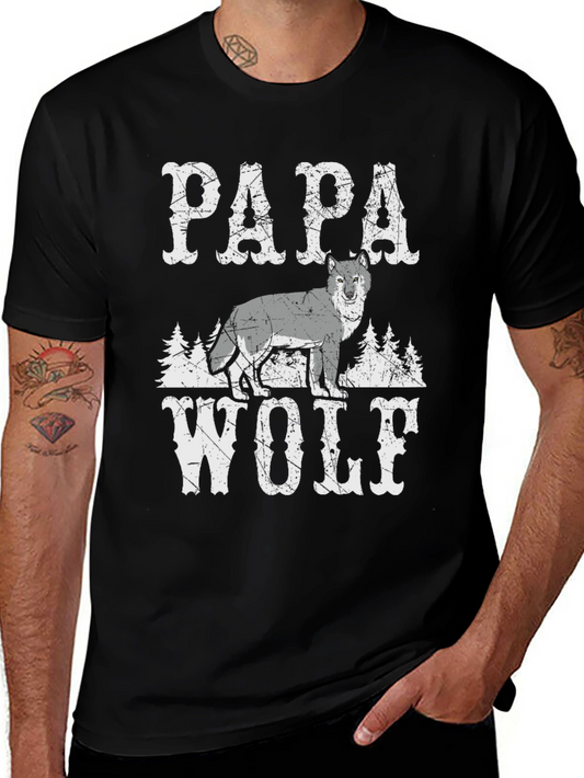 Papa Wolf Graphic Tee - Cool Animal Lover Shirt