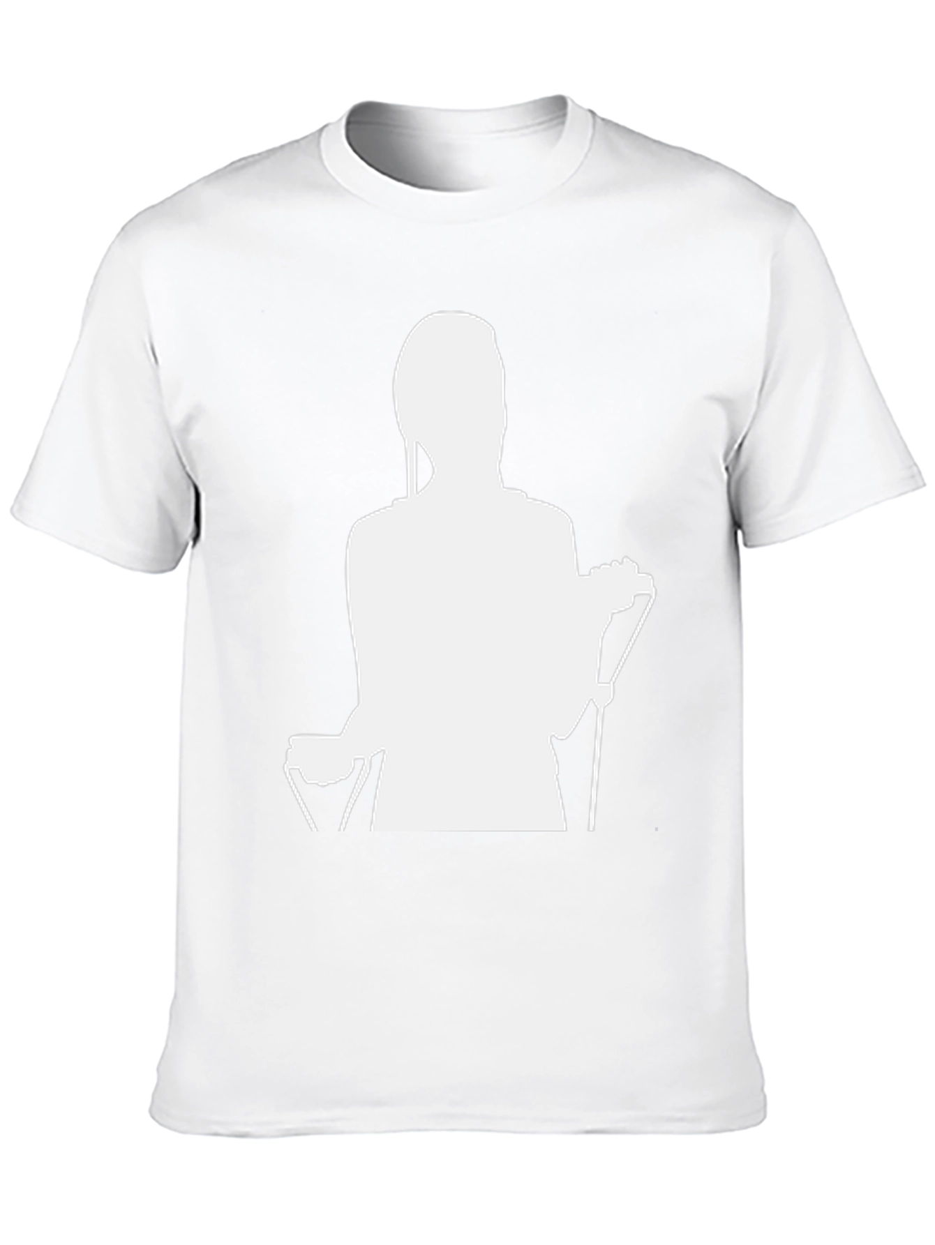 Black T-Shirt with Abstract White Silhouette Print