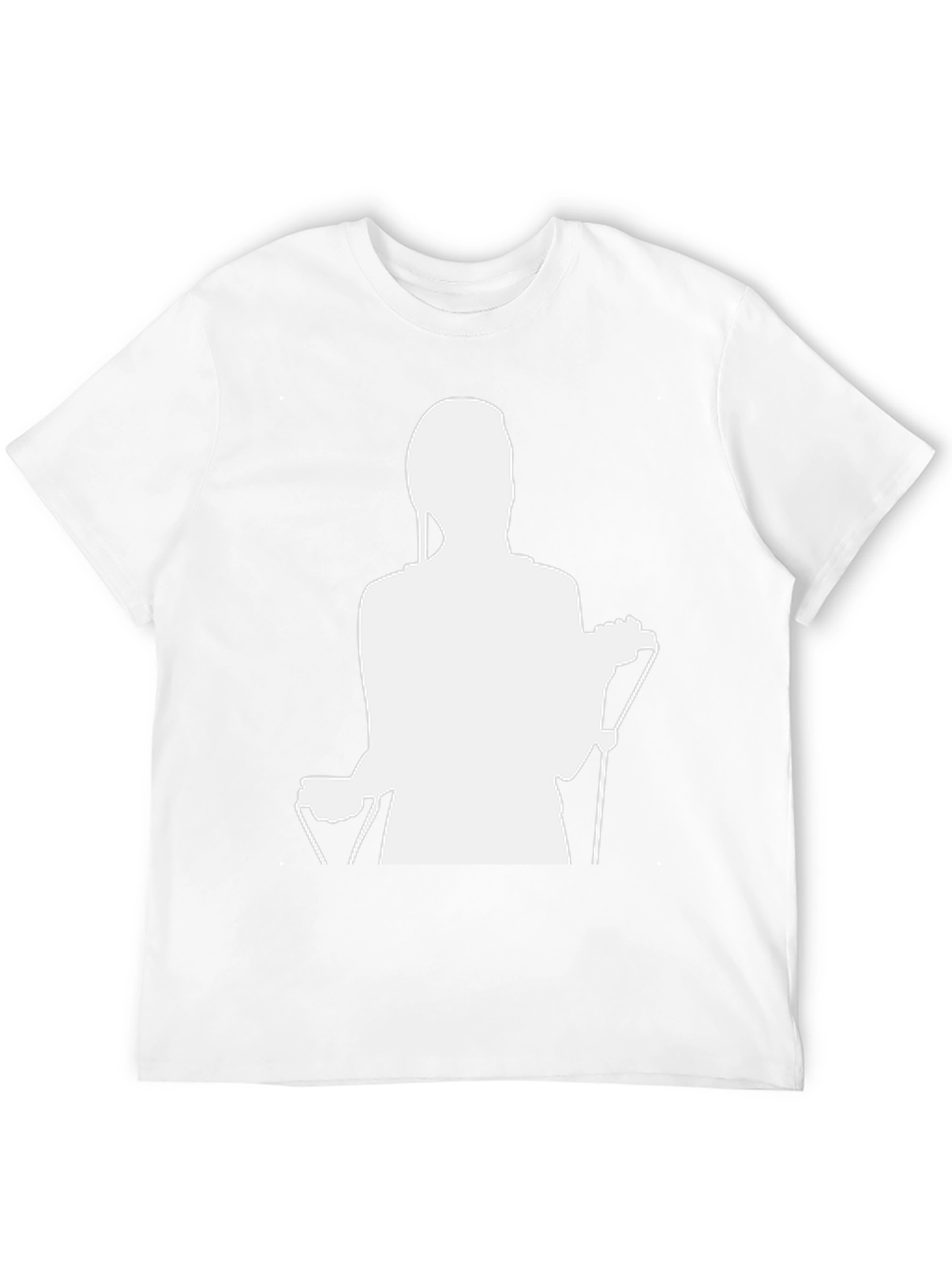 Black T-Shirt with Abstract White Silhouette Print