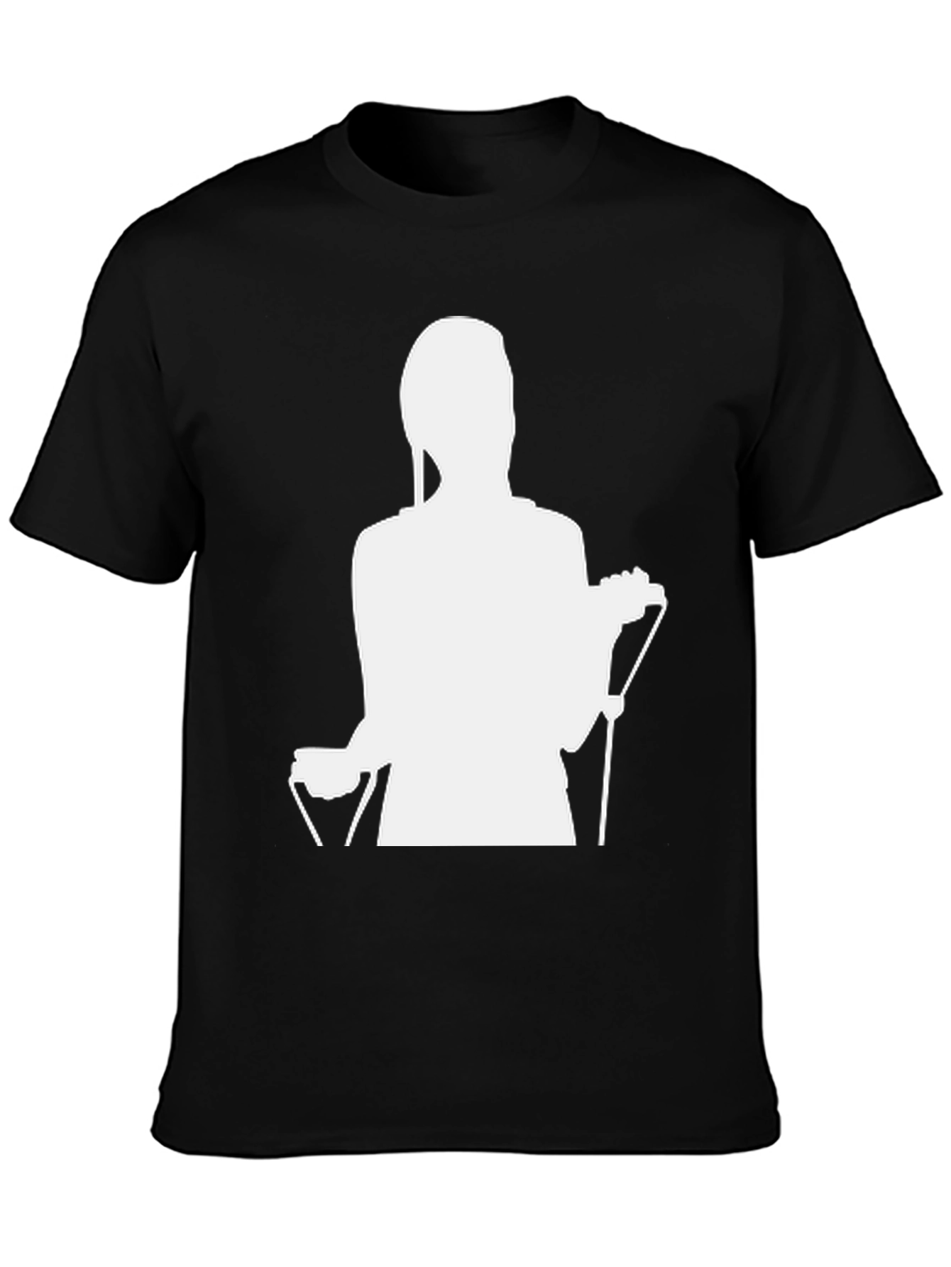 Black T-Shirt with Abstract White Silhouette Print