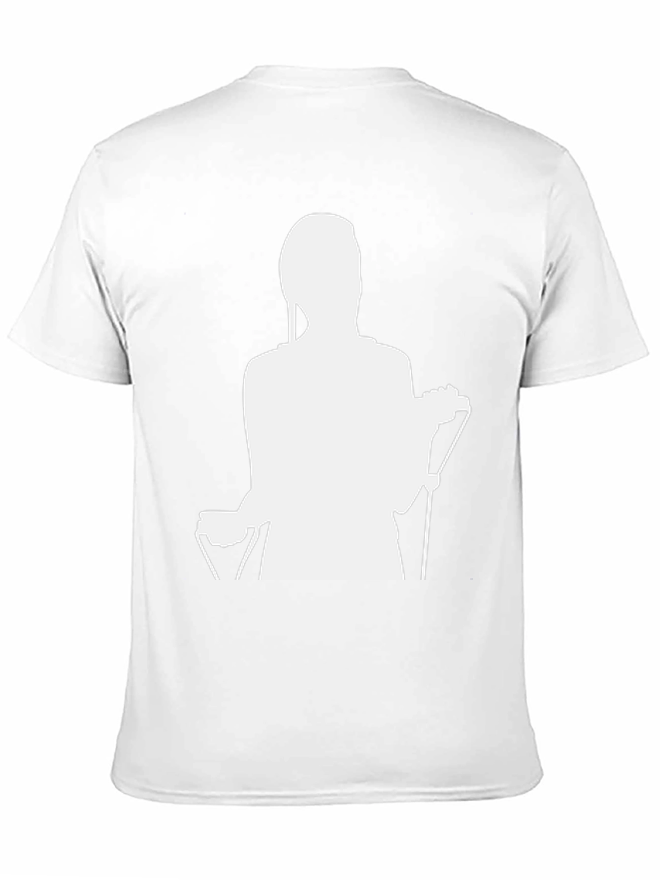 Black T-Shirt with Abstract White Silhouette Print