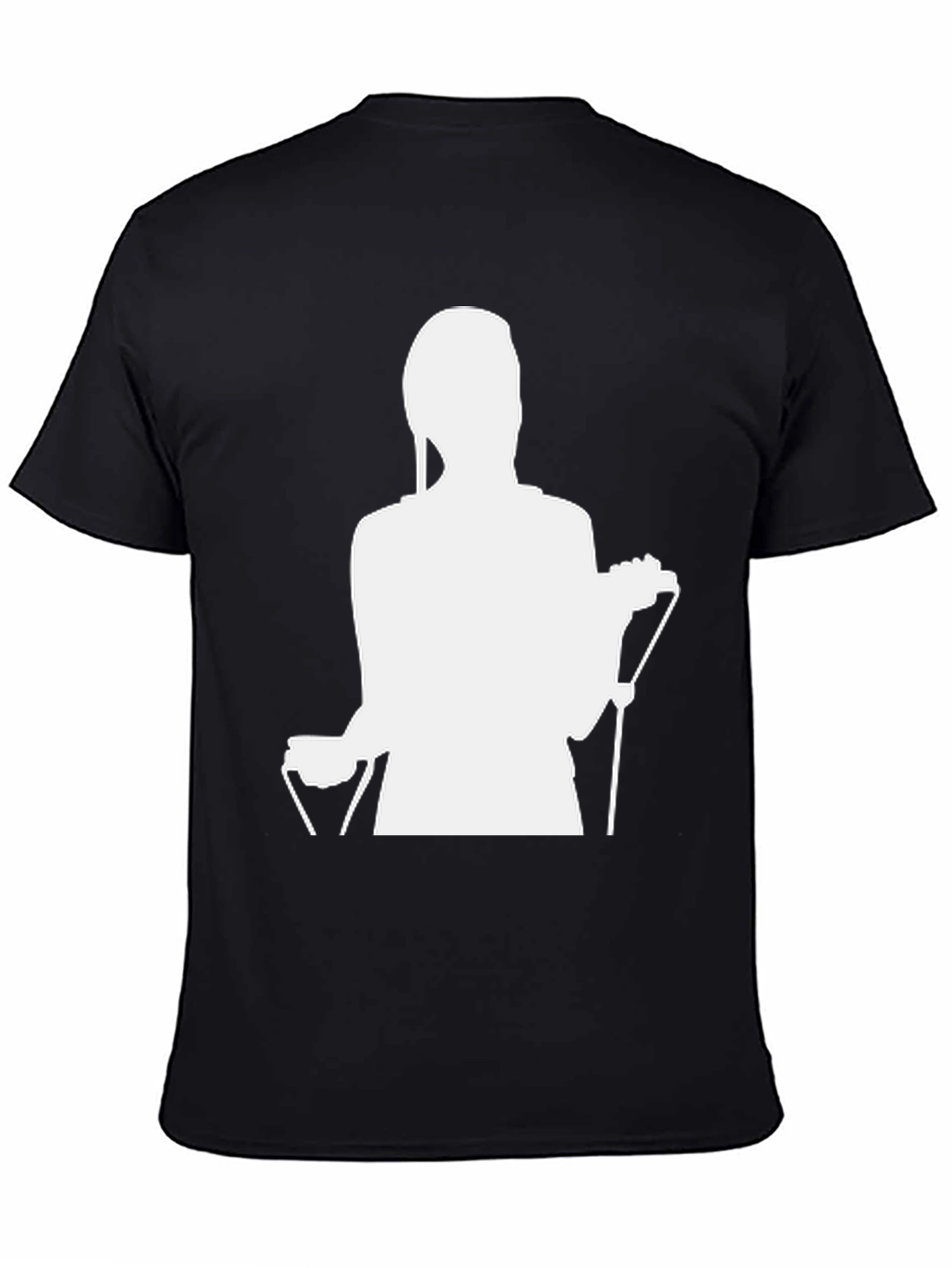 Black T-Shirt with Abstract White Silhouette Print