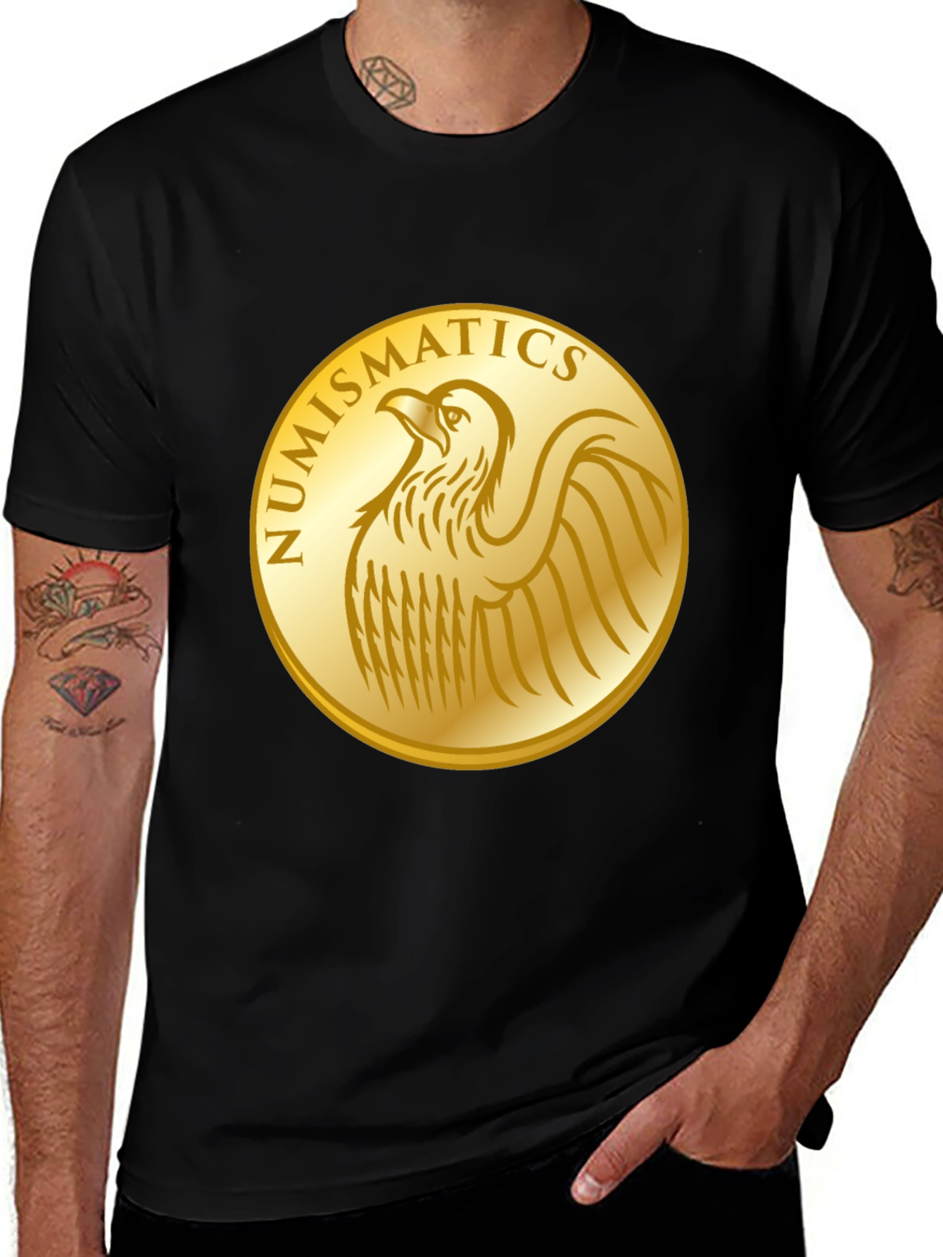 Numismatics Eagle Gold Coin Graphic Tee - Black