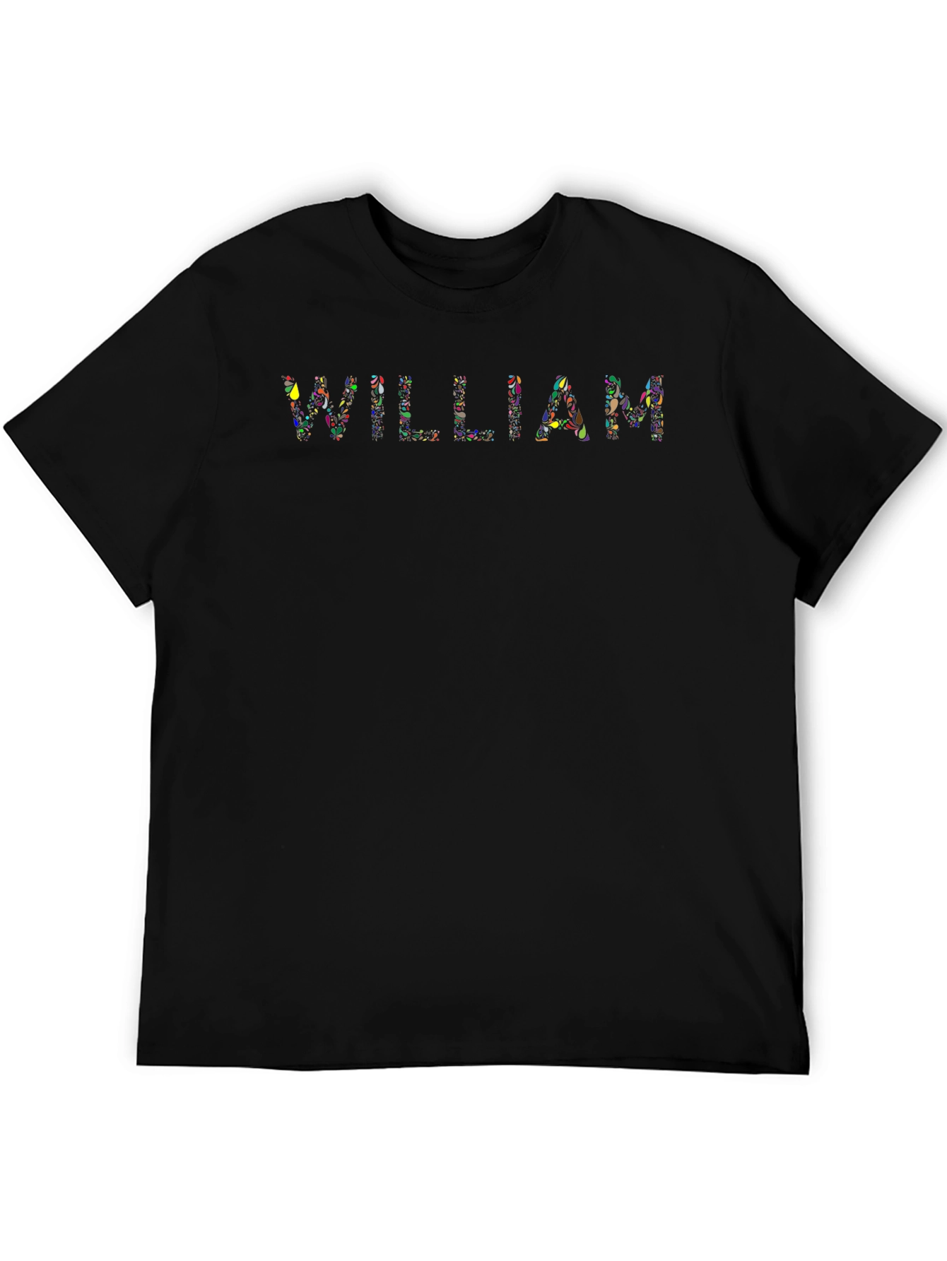 William Floral Text Black T-Shirt