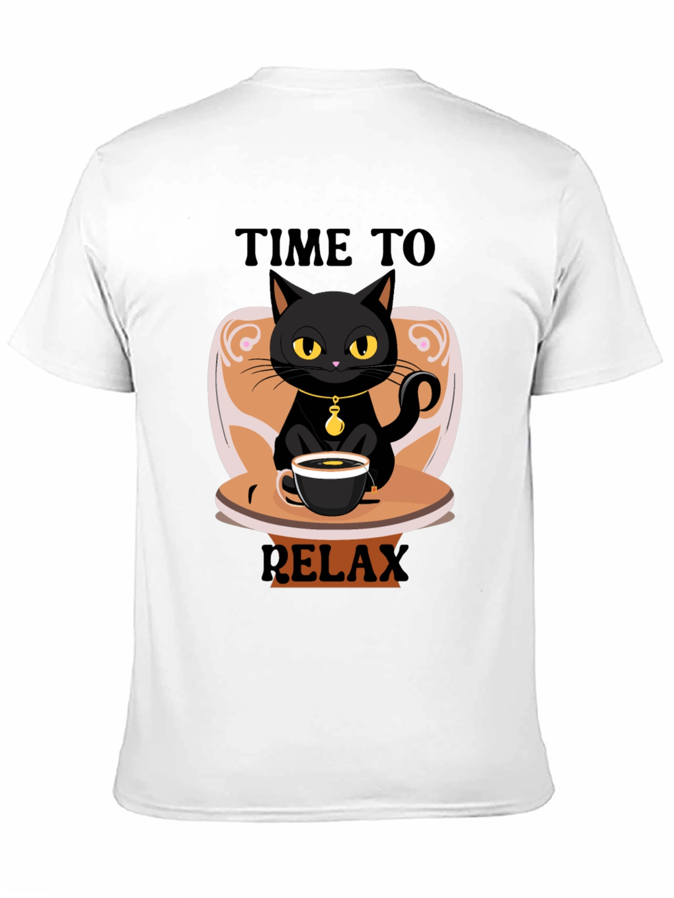 Time to Relax Black Cat Coffee T-Shirt