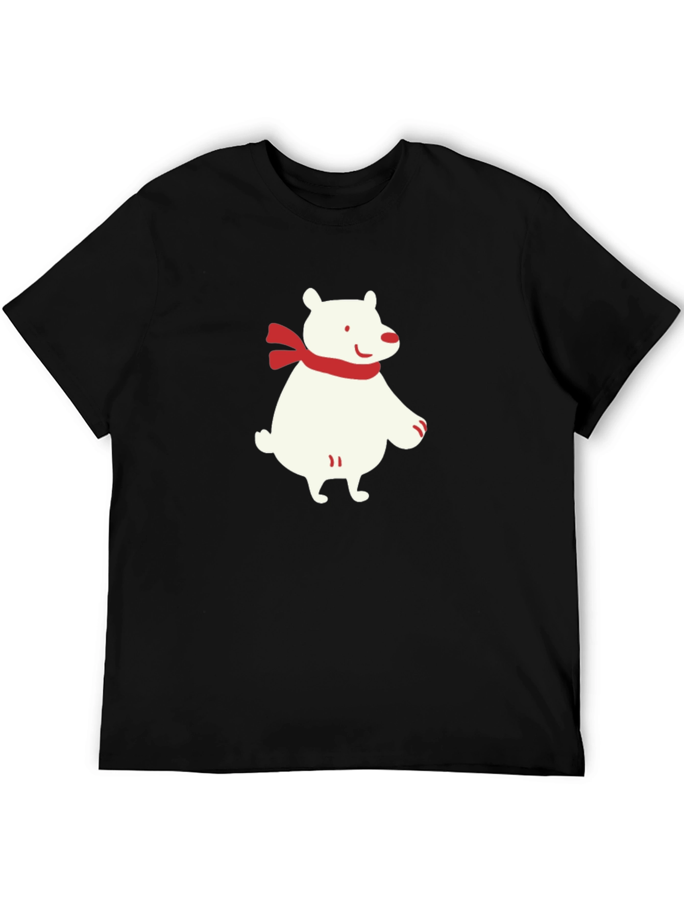 Polar Bear Scarf Graphic Black T-Shirt