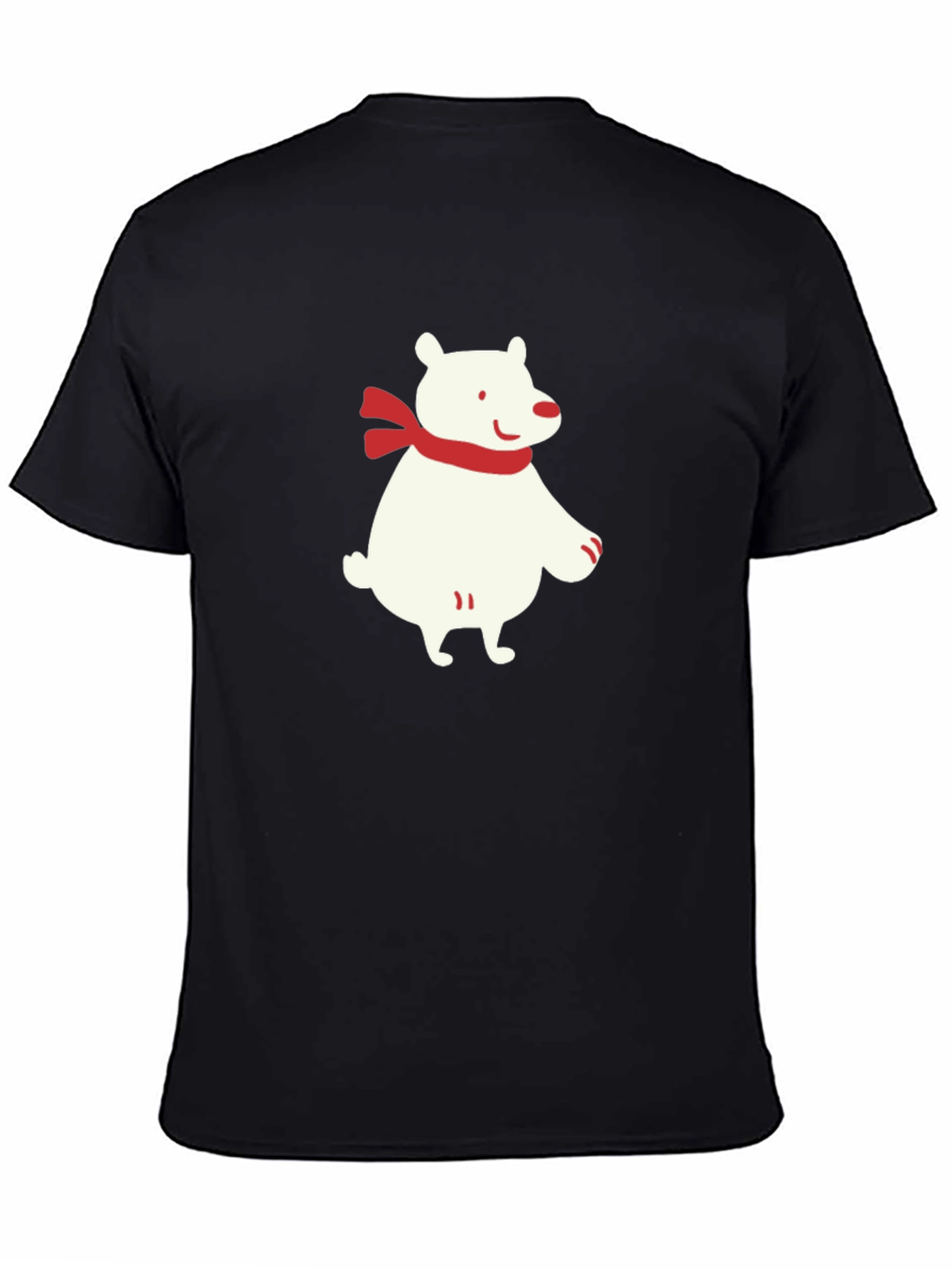Polar Bear Scarf Graphic Black T-Shirt