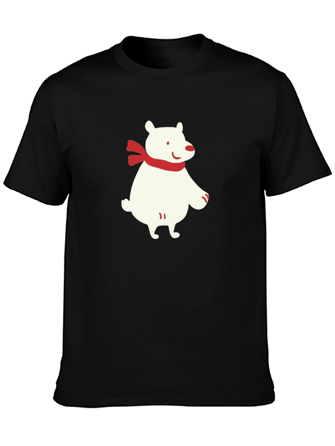 Polar Bear Scarf Graphic Black T-Shirt