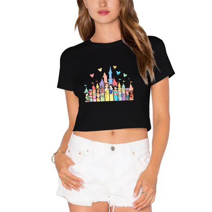 Magical Disney Princess Castle Christmas Festive Women Cropped T?Shirt