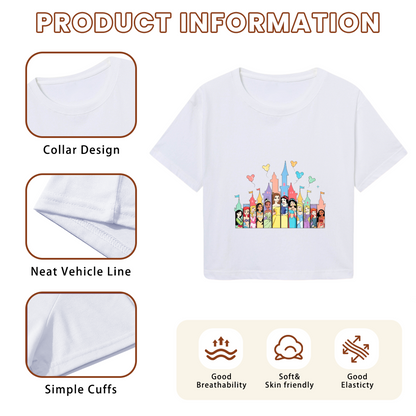 Magical Disney Princess Castle Christmas Festive Women Cropped T?Shirt