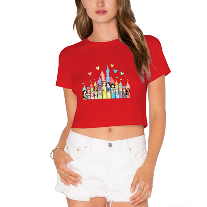 Magical Disney Princess Castle Christmas Festive Women Cropped T?Shirt