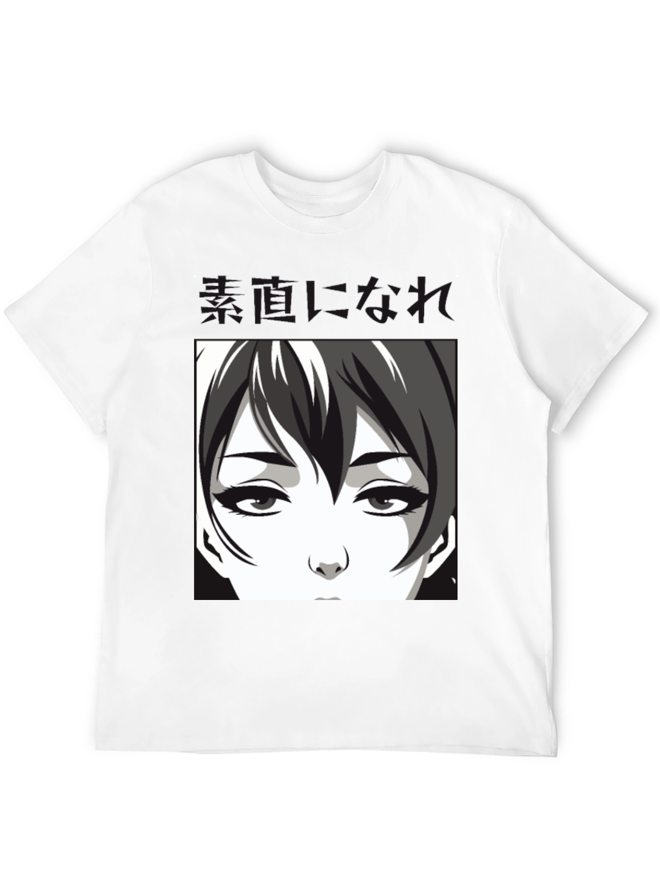 Anime Face Graphic Black T-Shirt