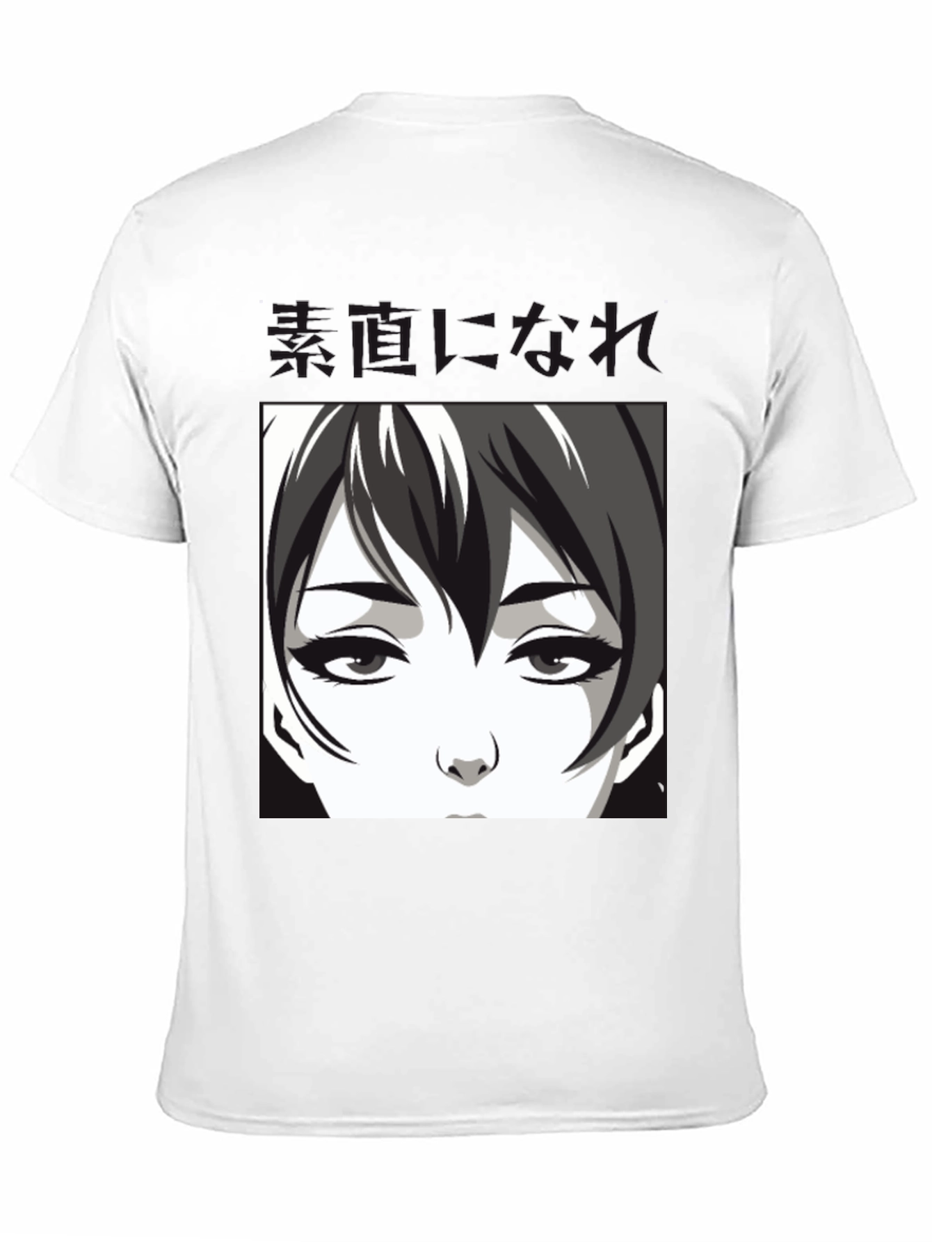 Anime Face Graphic Black T-Shirt