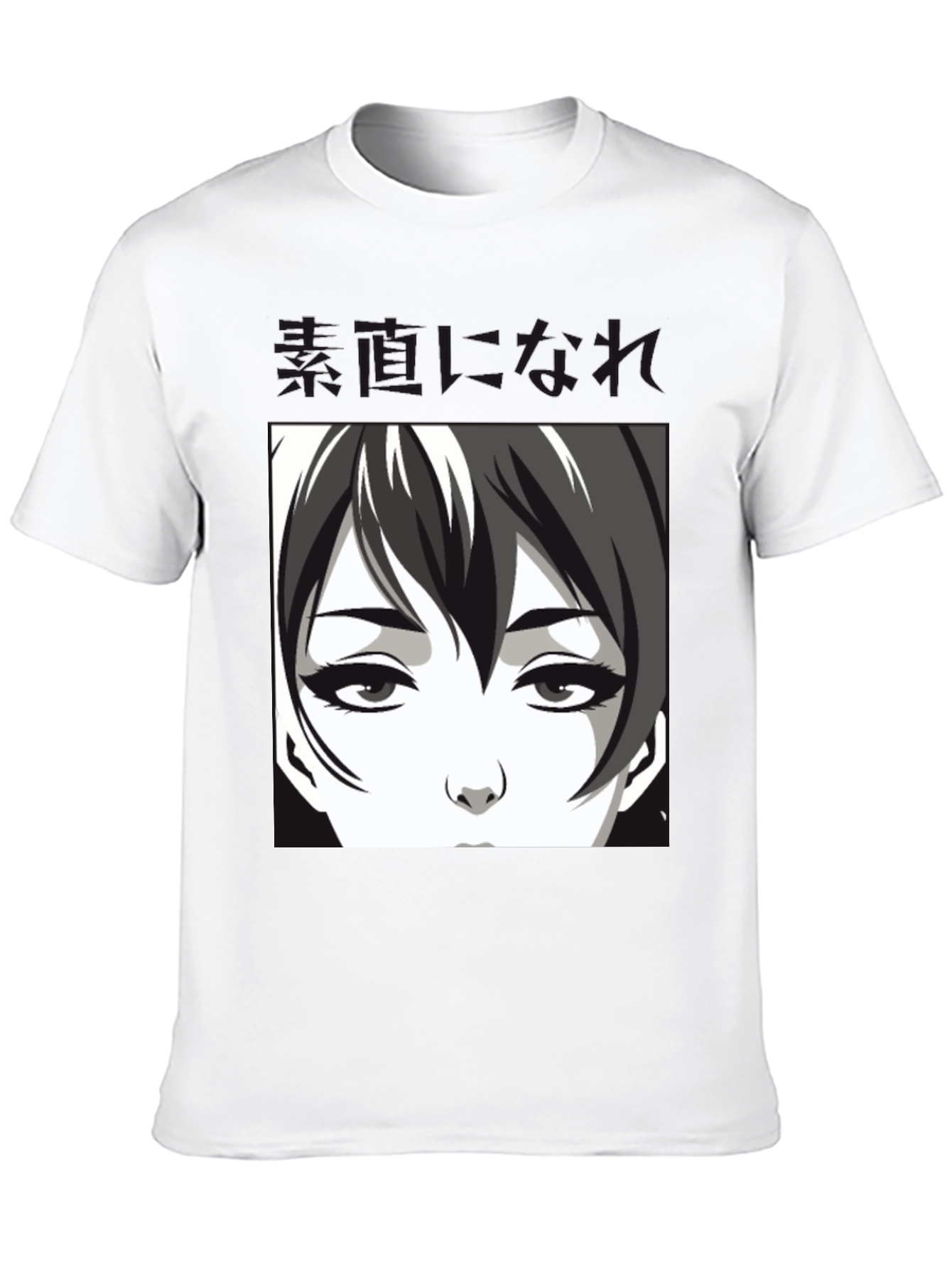 Anime Face Graphic Black T-Shirt