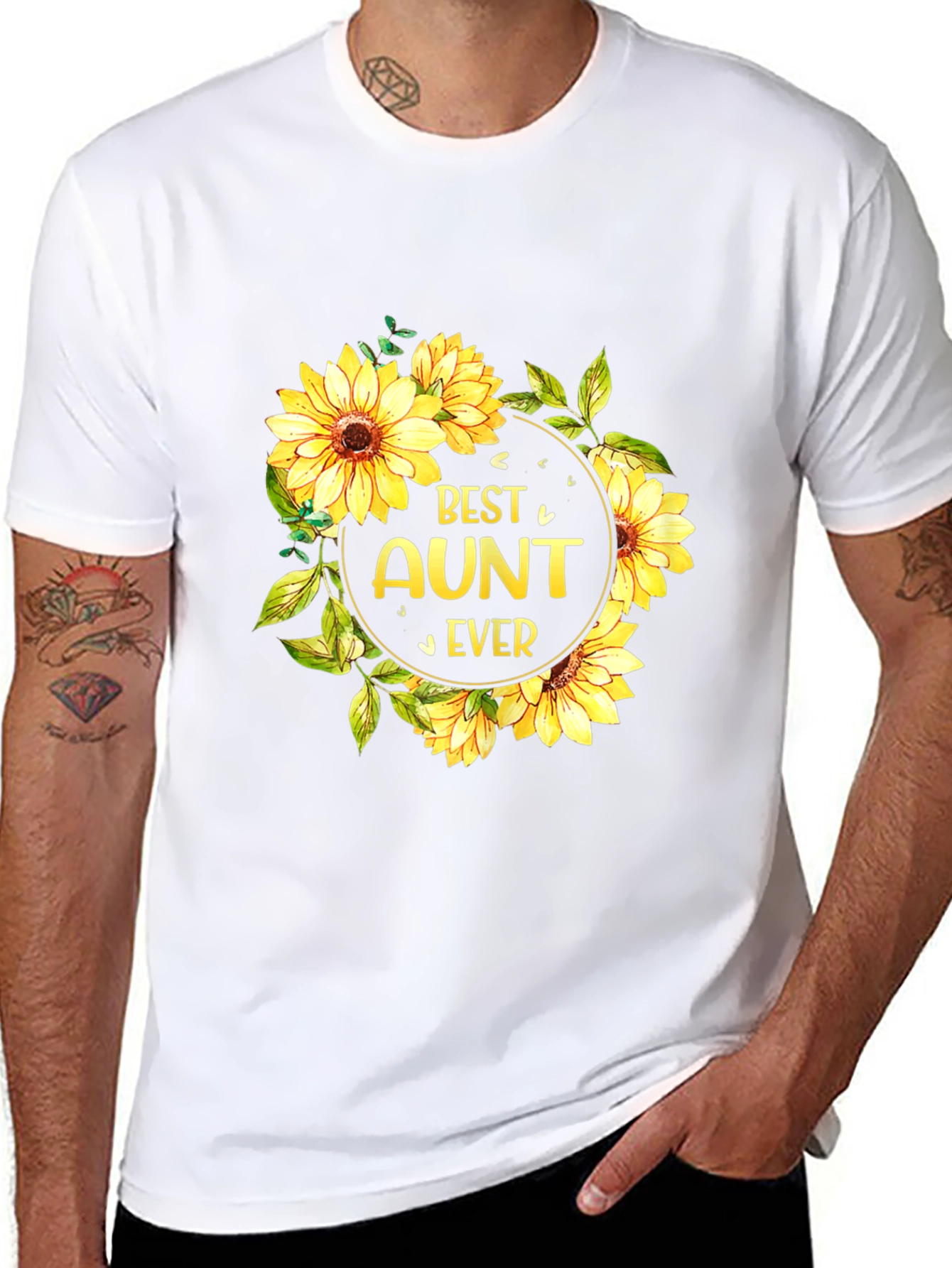 Best Aunt Ever Sunflower Graphic T-Shirt