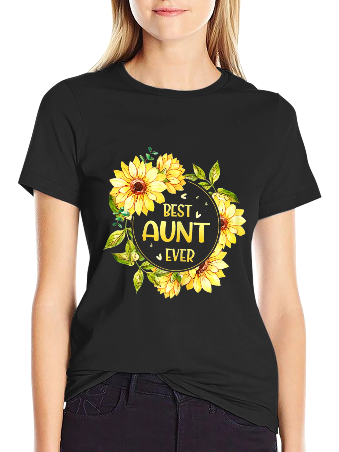 Best Aunt Ever Sunflower Graphic T-Shirt