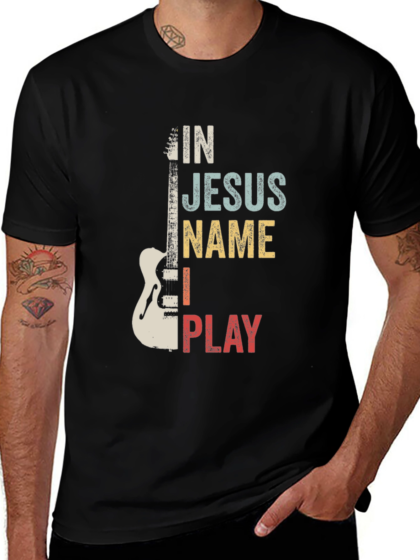 In Jesus Name I Play Guitar T-Shirt