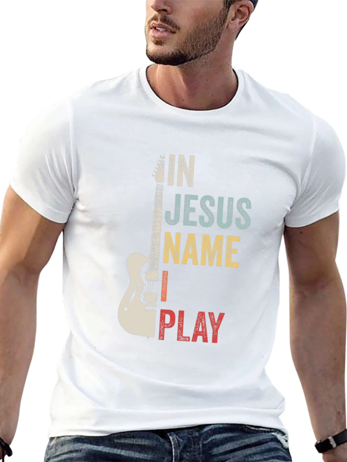 In Jesus Name I Play Guitar T-Shirt
