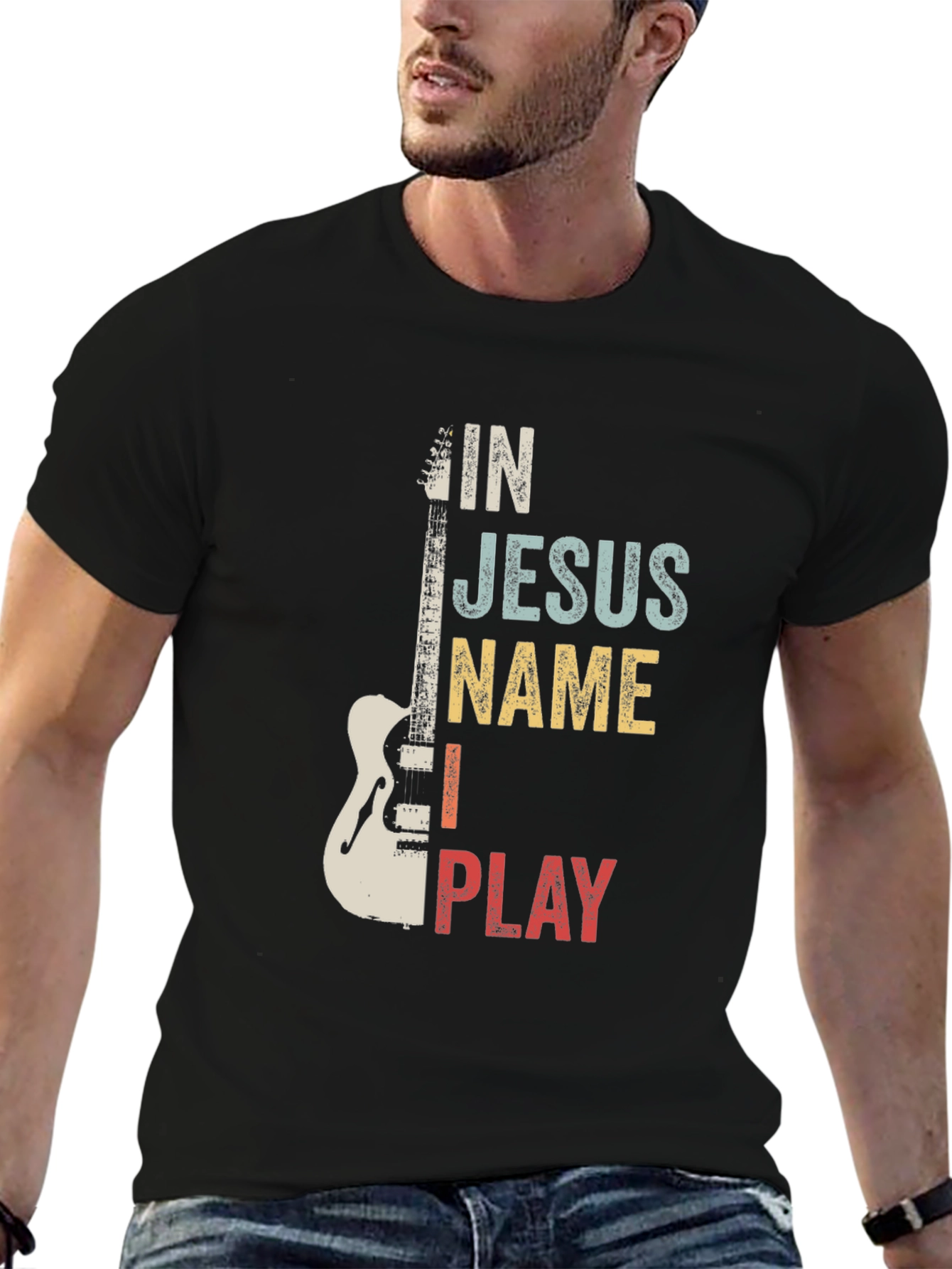 In Jesus Name I Play Guitar T-Shirt