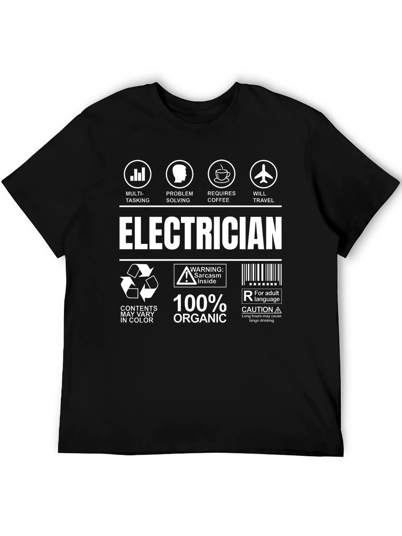 Electrician T-Shirt: Multi-Tasking Coffee Travel Sarcasm