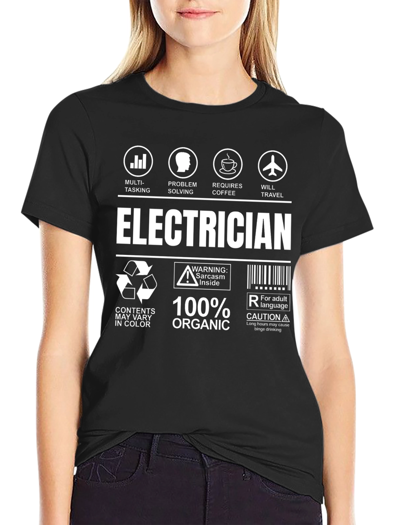 Electrician T-Shirt: Multi-Tasking Coffee Travel Sarcasm