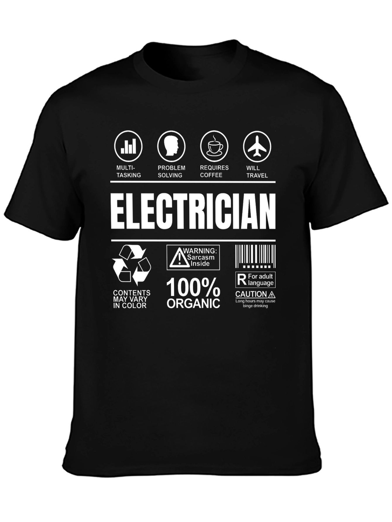 Electrician T-Shirt: Multi-Tasking Coffee Travel Sarcasm