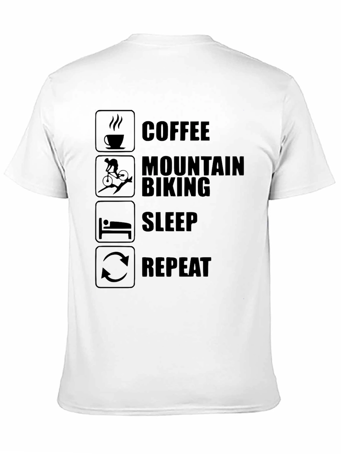 Coffee Mountain Biking Sleep Repeat Mens Black T-Shirt