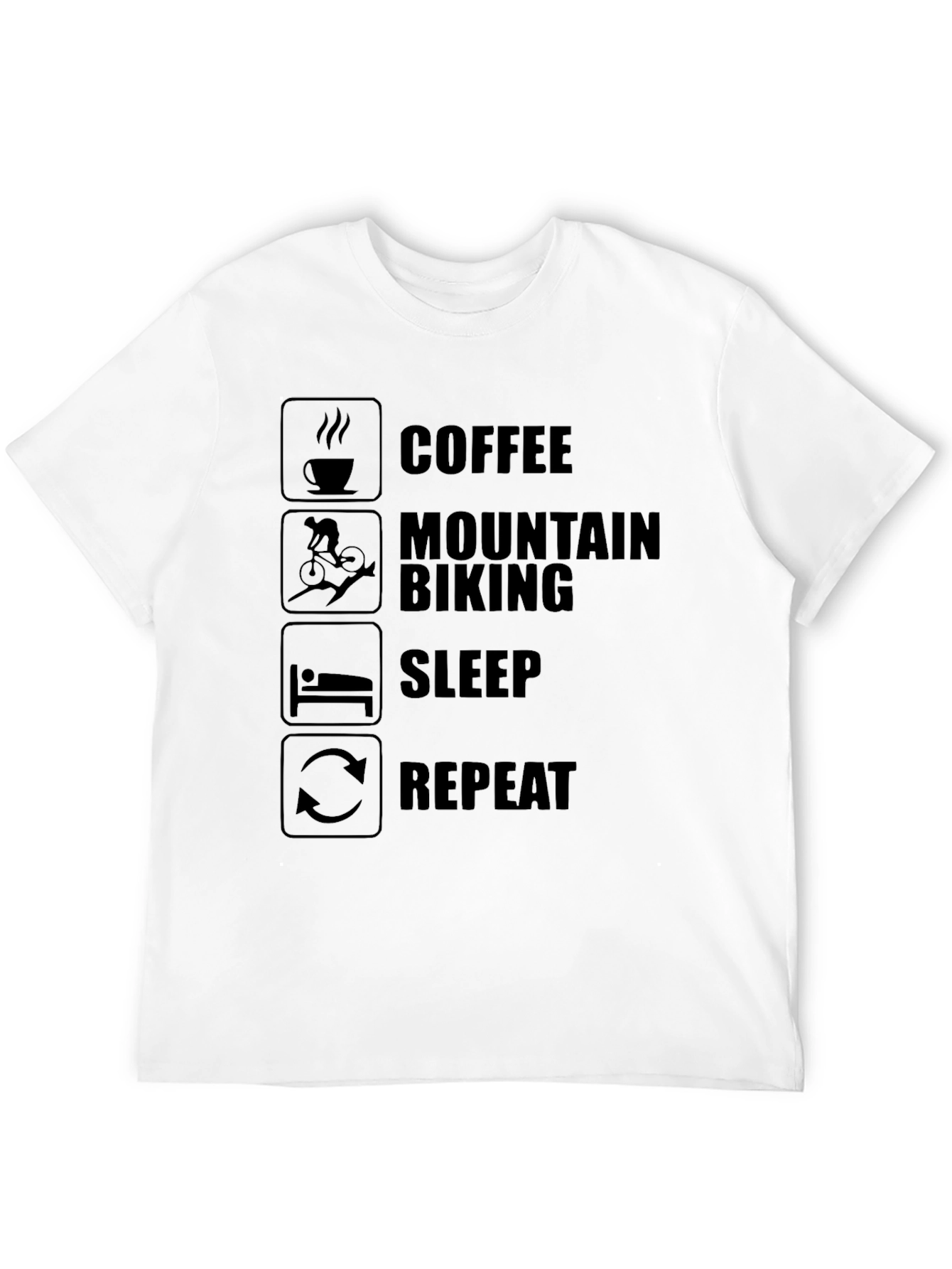 Coffee Mountain Biking Sleep Repeat Mens Black T-Shirt