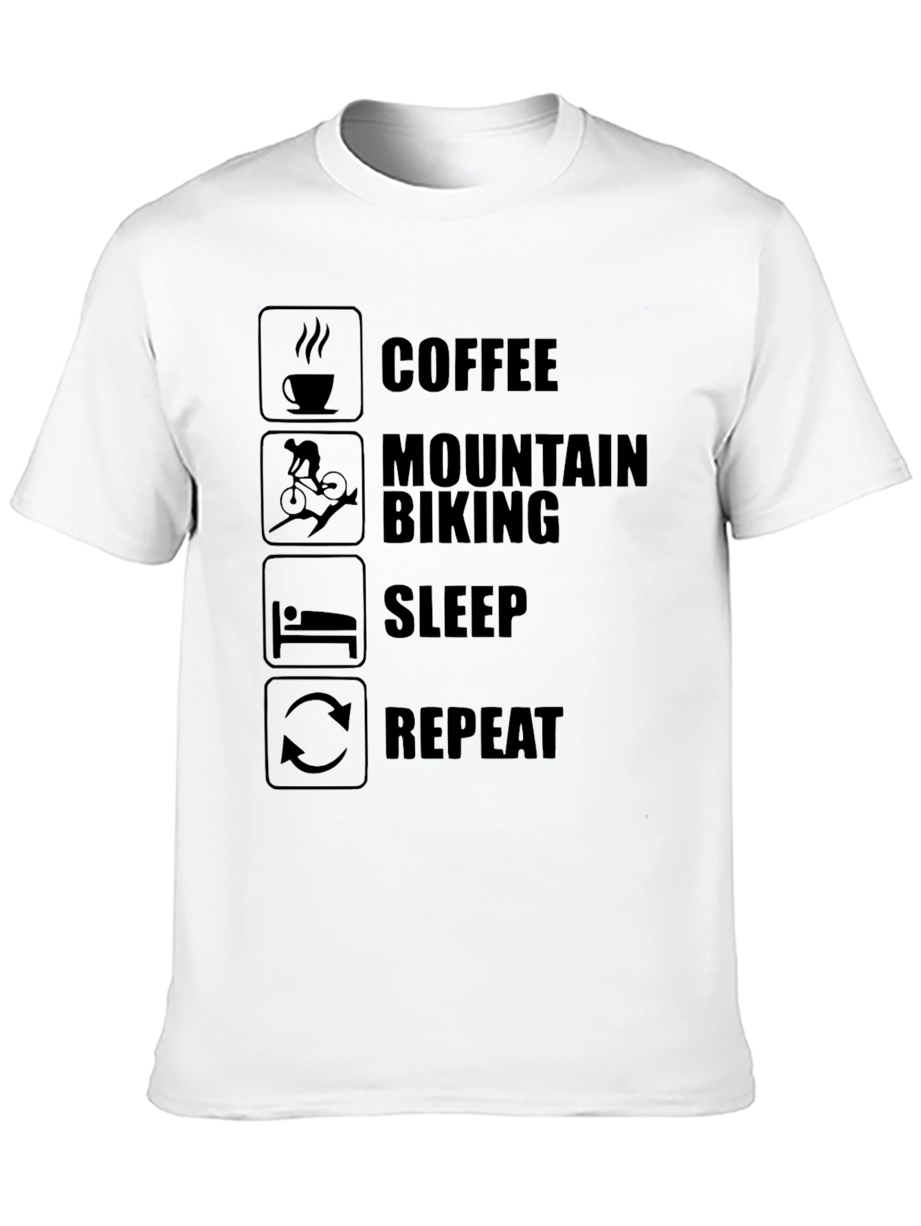 Coffee Mountain Biking Sleep Repeat Mens Black T-Shirt