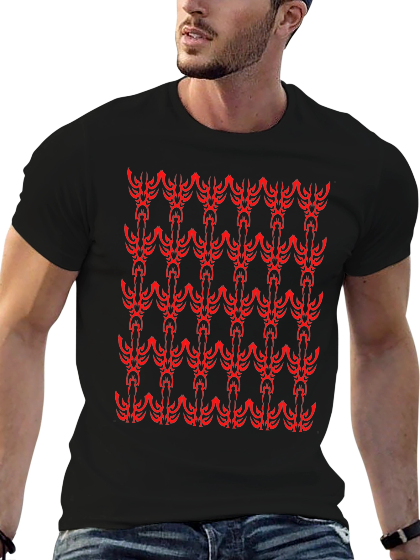 Bold Pattern Black T-Shirt