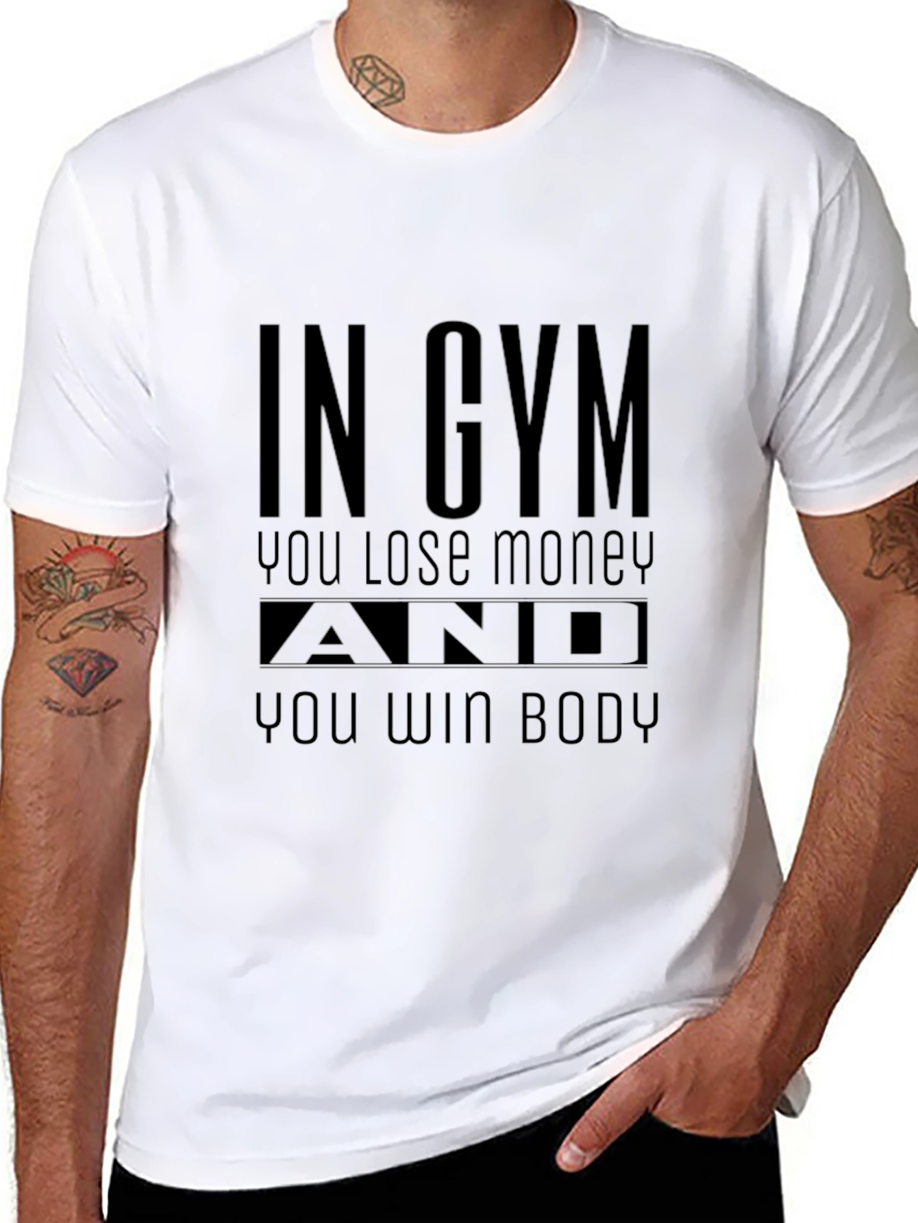 In Gym You Lose Money Win Body Black T-Shirt