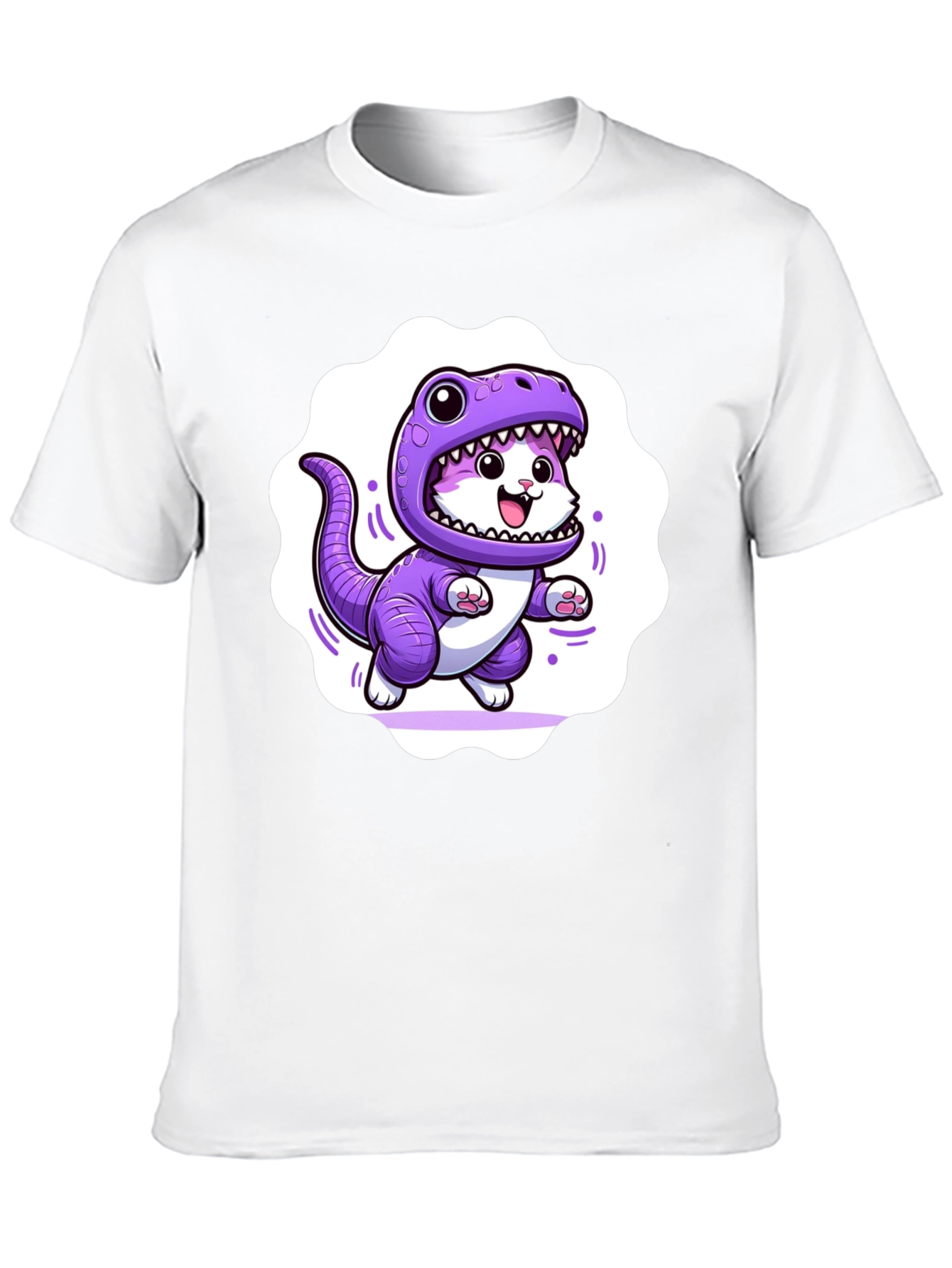 Cute Cat in Dino Costume Graphic T-Shirt