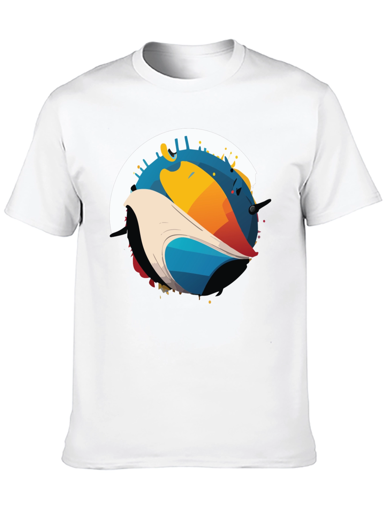 Abstract Bird Graphic Black T-Shirt