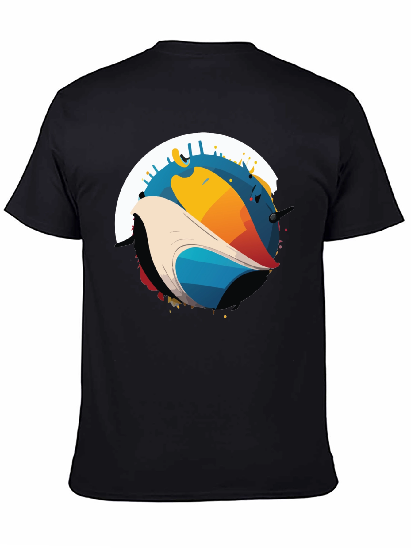 Abstract Bird Graphic Black T-Shirt