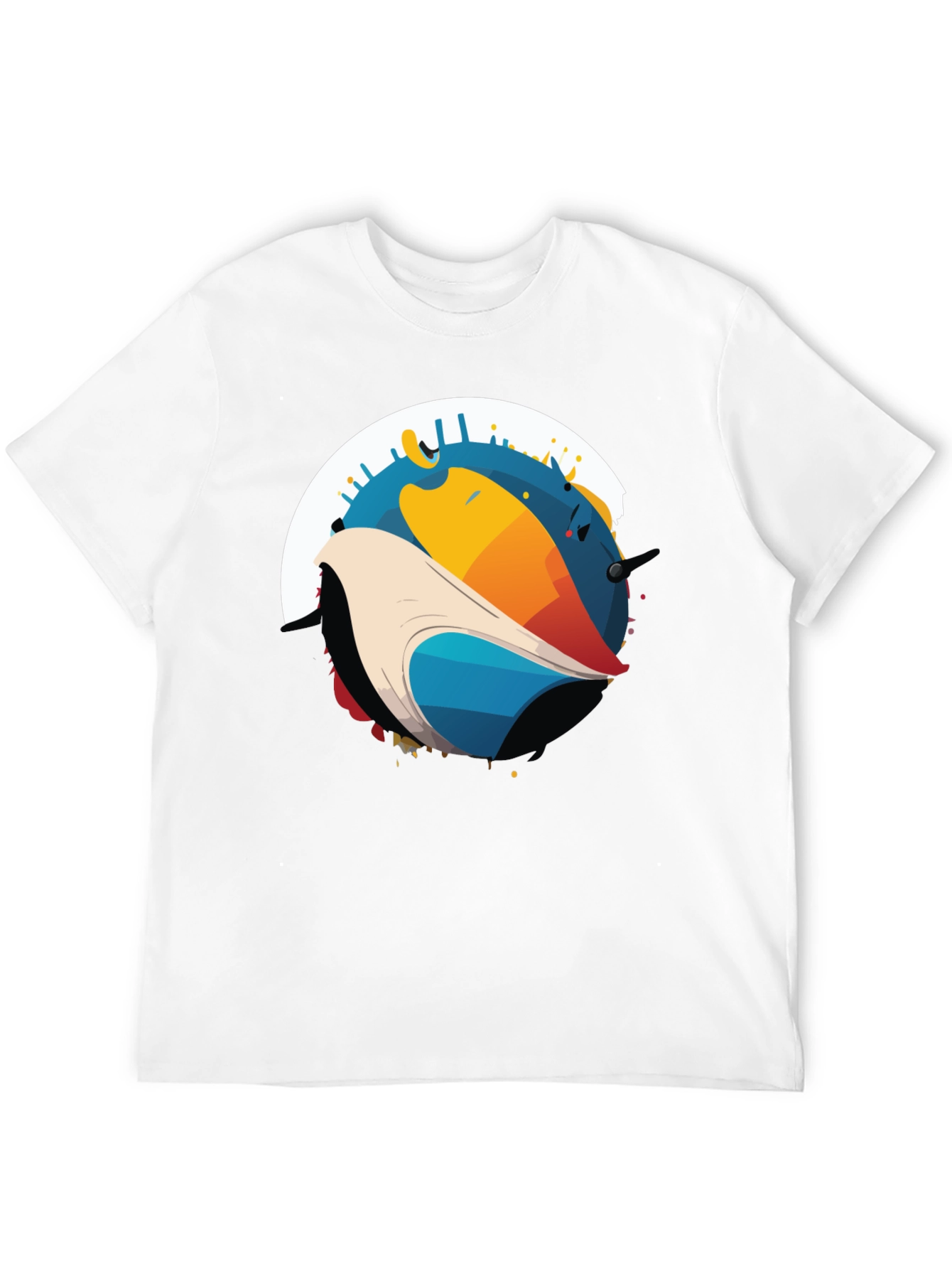 Abstract Bird Graphic Black T-Shirt
