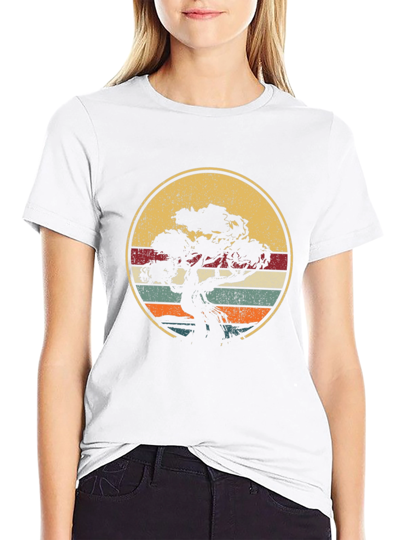 Bonsai Tree Retro Sunset T-Shirt