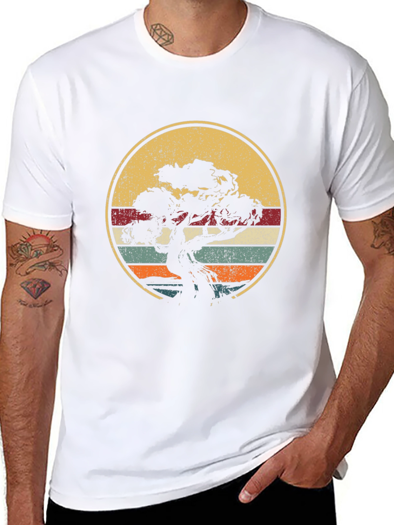 Bonsai Tree Retro Sunset T-Shirt