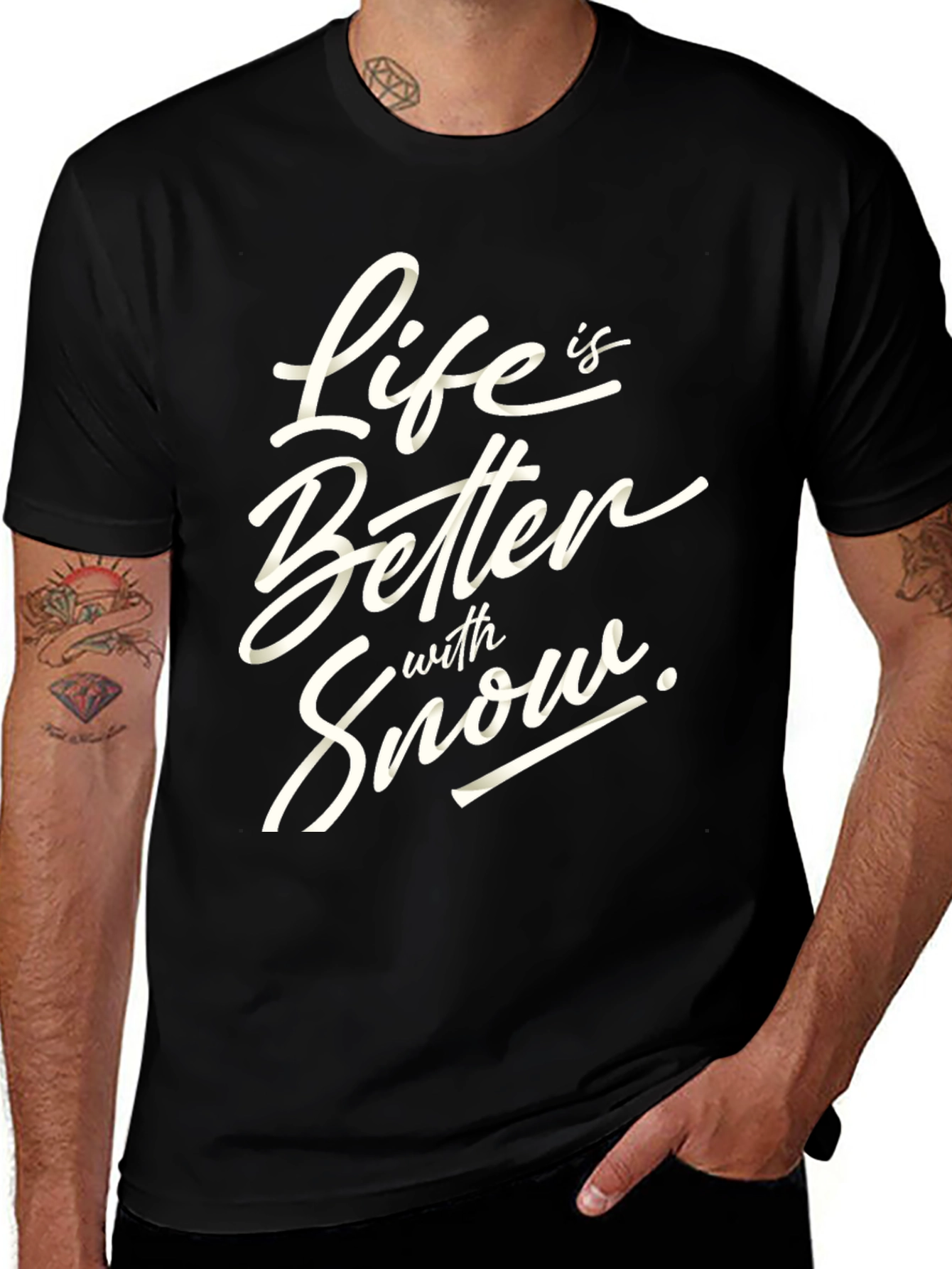 Life Is Better With Snow Black T-Shirt