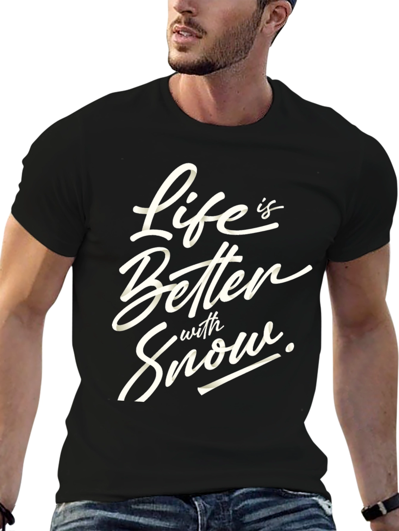 Life Is Better With Snow Black T-Shirt