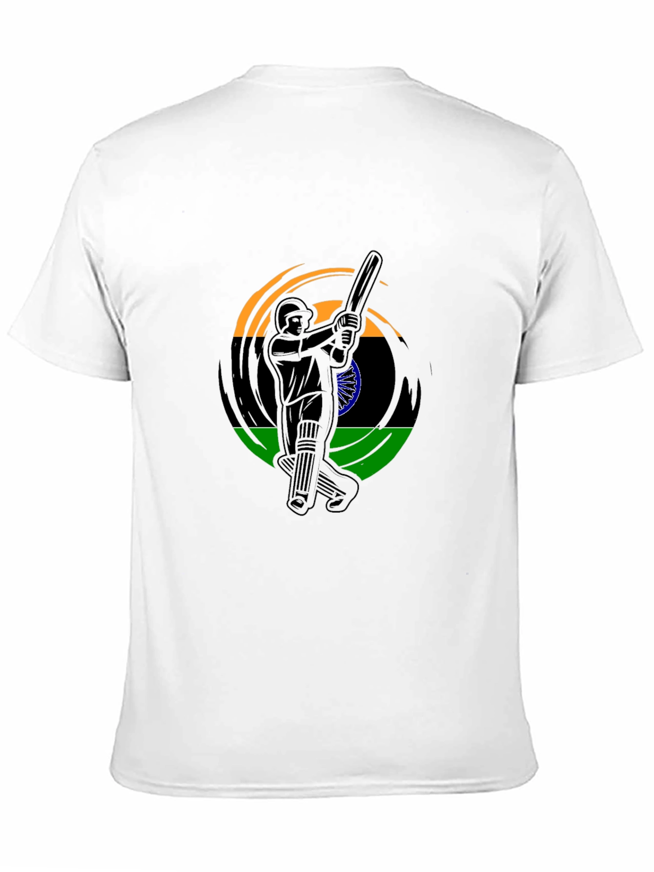Cricket Player India Flag Graphic Black T-Shirt