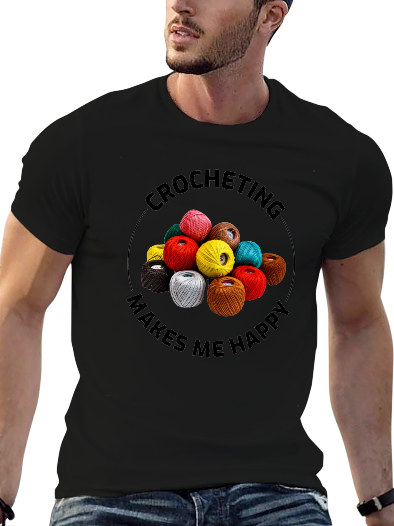 Crocheting Makes Me Happy Graphic Tee