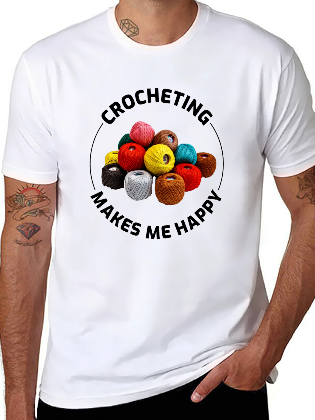 Crocheting Makes Me Happy Graphic Tee