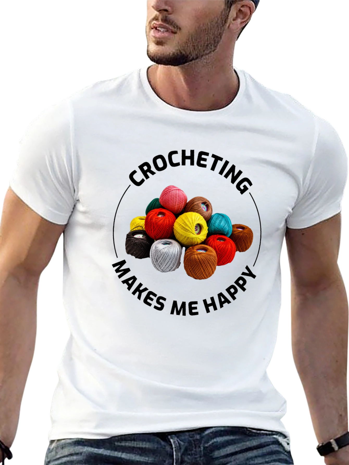 Crocheting Makes Me Happy Graphic Tee