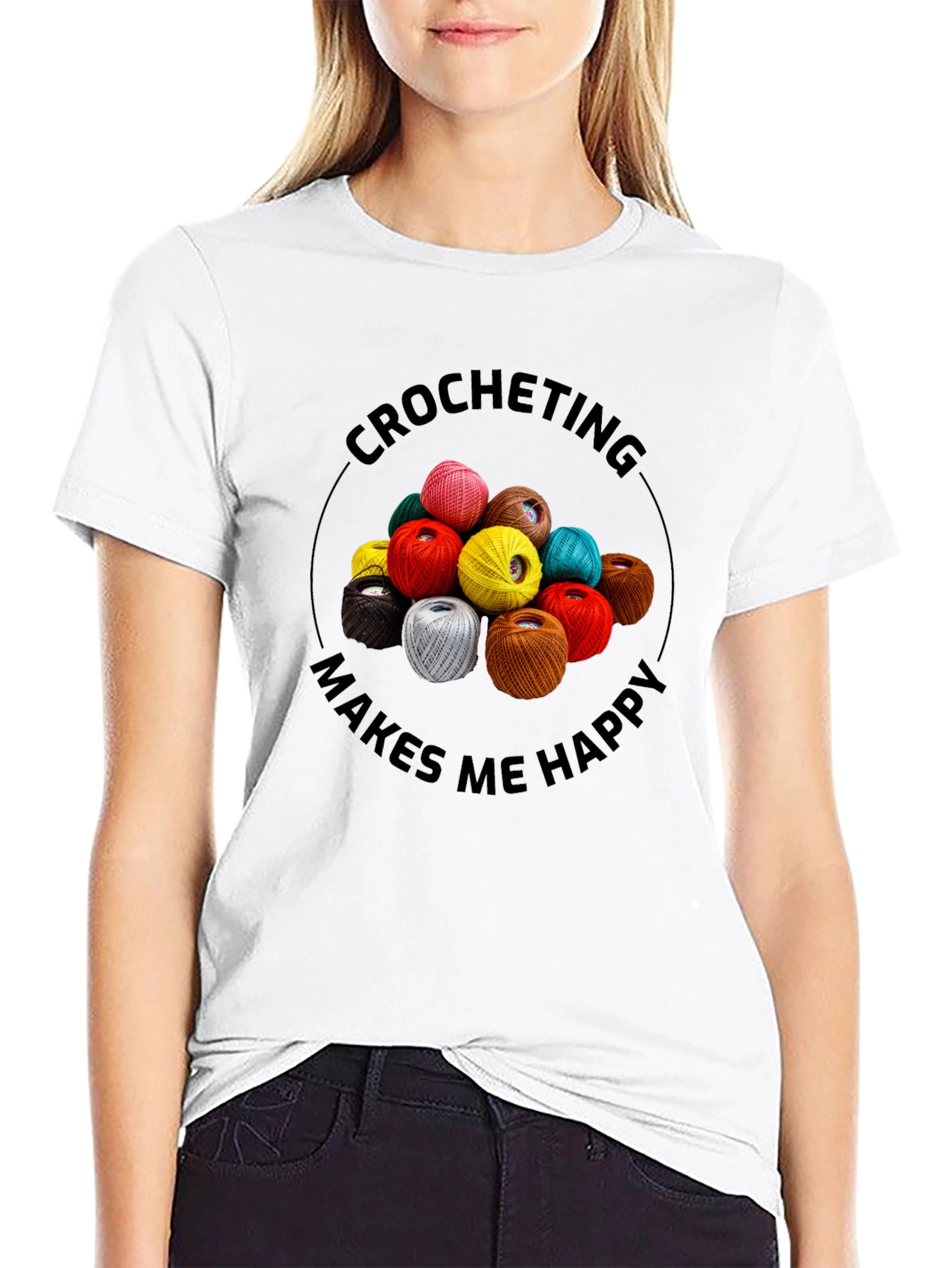 Crocheting Makes Me Happy Graphic Tee